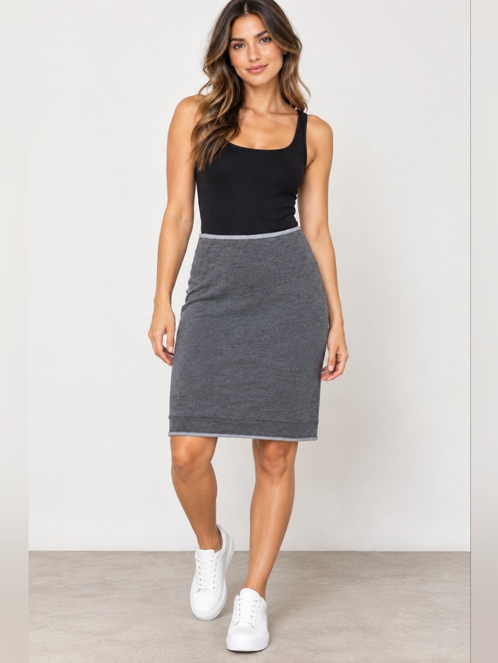 Luisa Cerano Modal Grey Knit Skirt